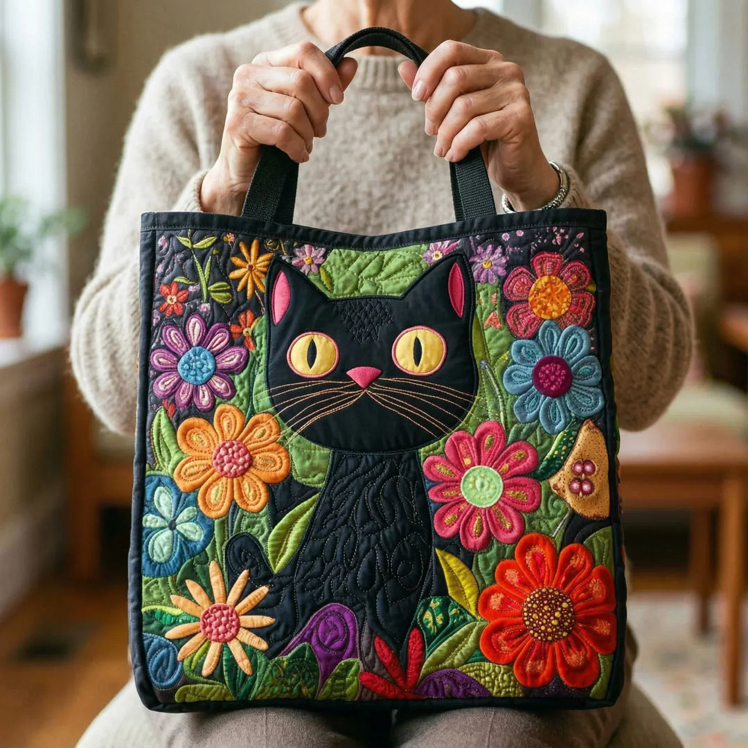 Quilted Tote - Enchanted Black Cat