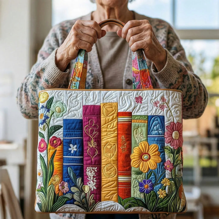 Quilted Tote - Floral Library
