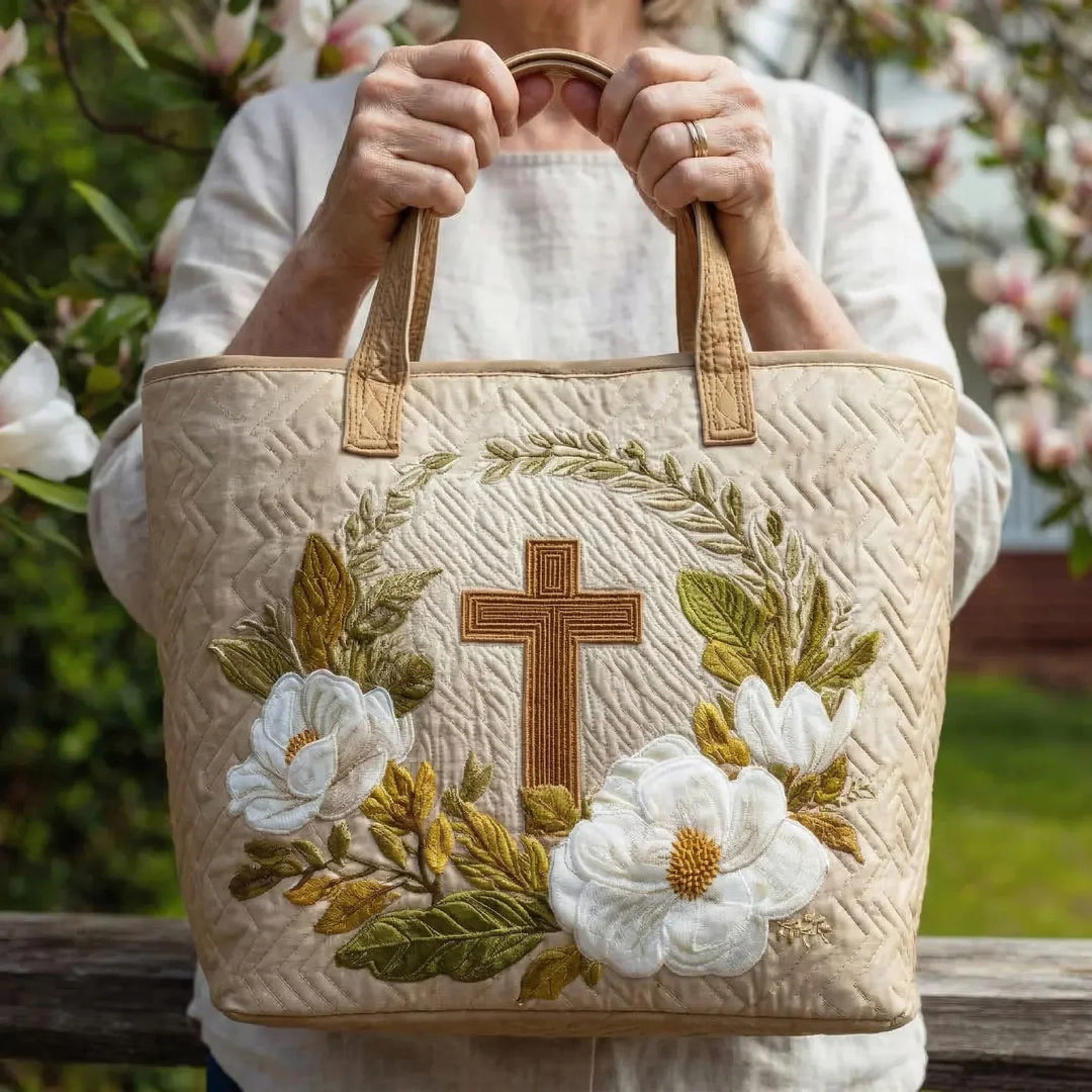 Quilted Tote- Sacred Cross