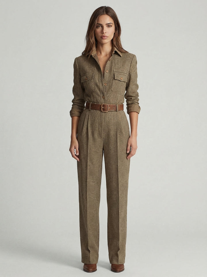 Celia | Checked Jumpsuit with Refined Details