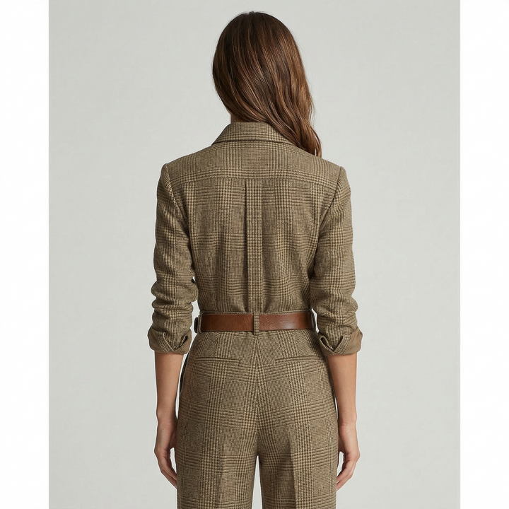 Celia | Checked Jumpsuit with Refined Details