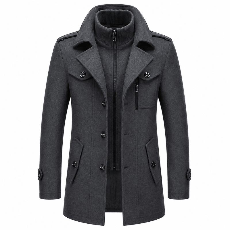 Men’s Layered Funnel-Neck Military Jacket