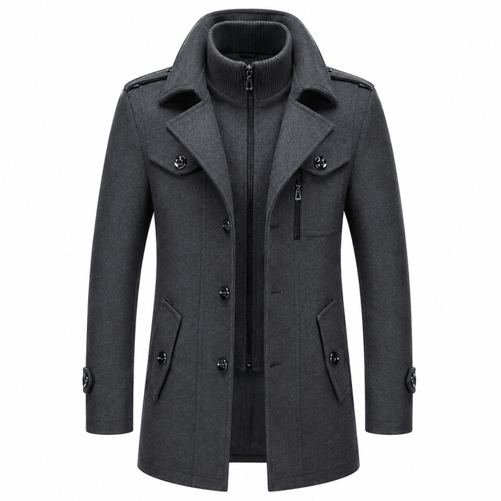 Men’s Layered Funnel-Neck Military Jacket
