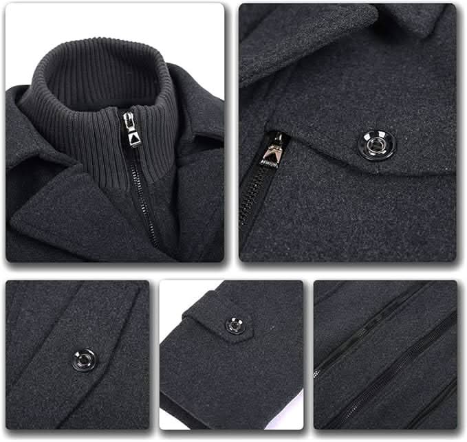 Men’s Layered Funnel-Neck Military Jacket