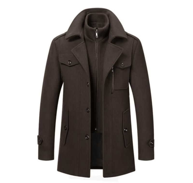 Men’s Layered Funnel-Neck Military Jacket