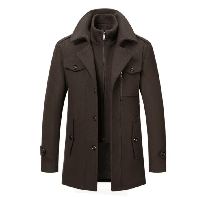 Men’s Layered Funnel-Neck Military Jacket