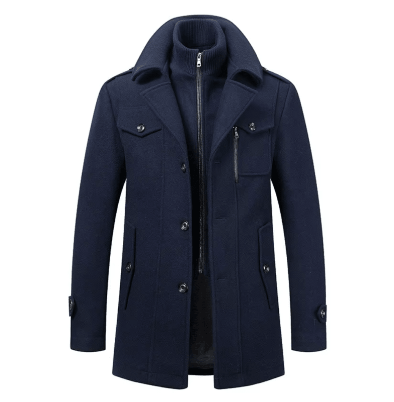 Men’s Layered Funnel-Neck Military Jacket