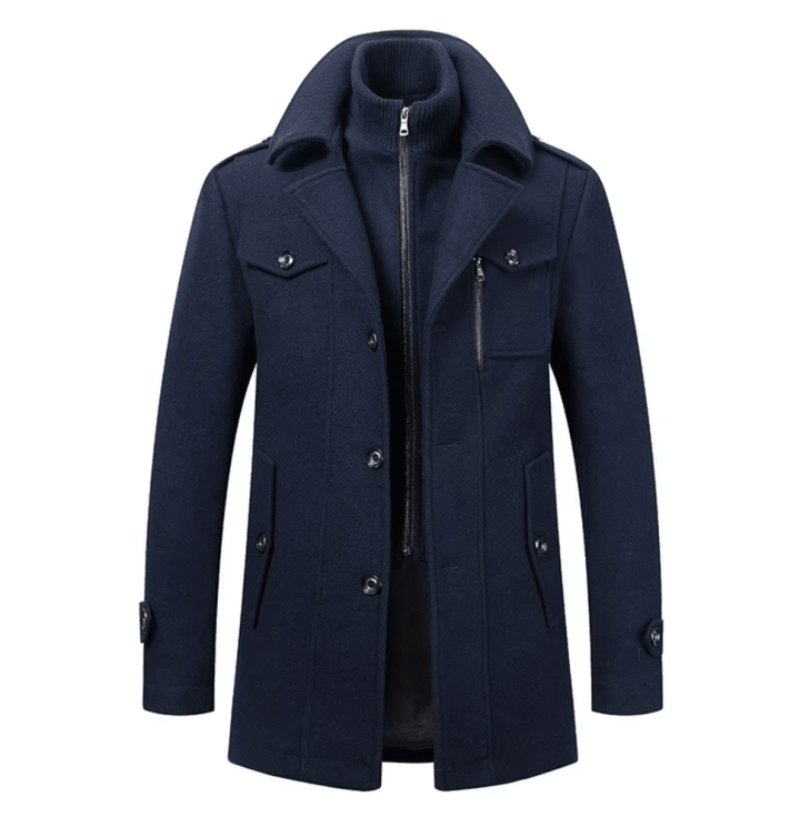 Men’s Layered Funnel-Neck Military Jacket