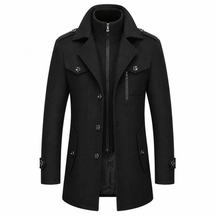 Men’s Layered Funnel-Neck Military Jacket