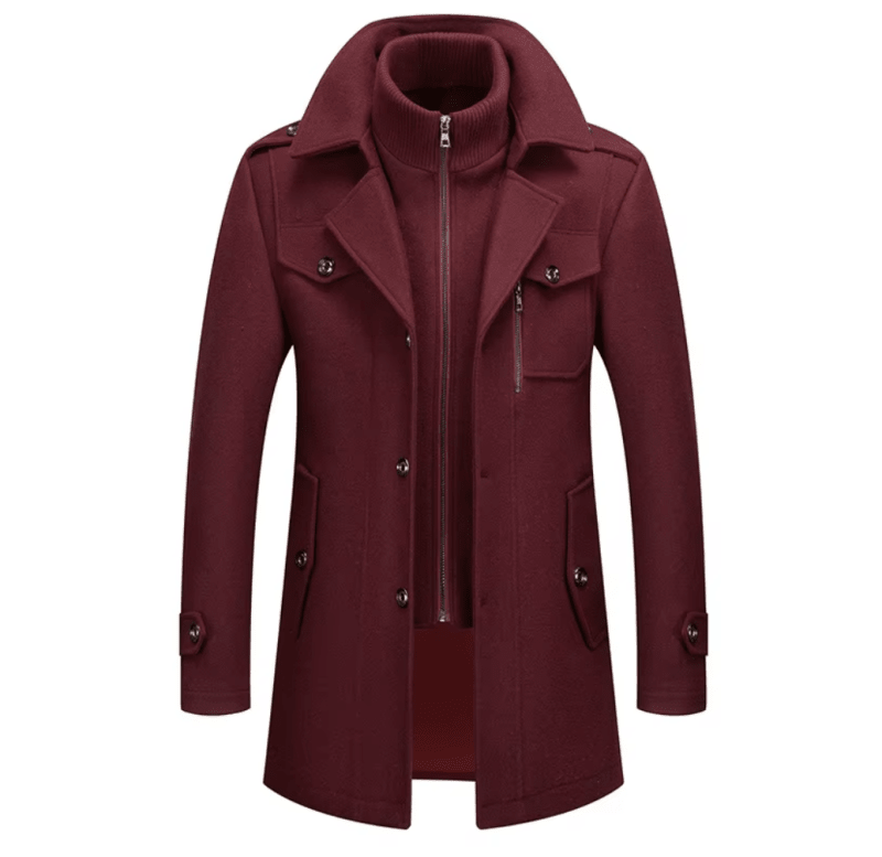 Men’s Layered Funnel-Neck Military Jacket