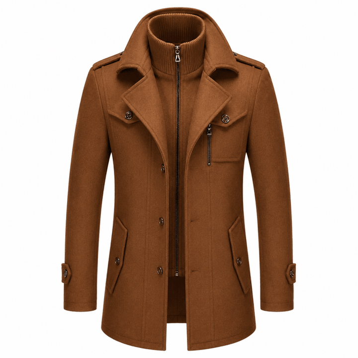 Men’s Layered Funnel-Neck Military Jacket