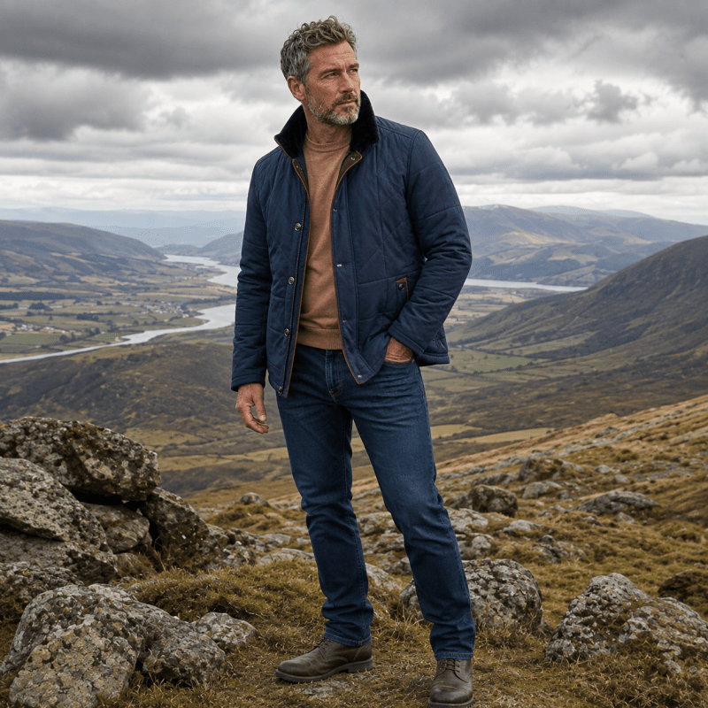 Men’s Quilted Funnel-Neck Jacket