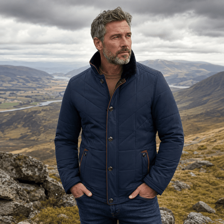 Men’s Quilted Funnel-Neck Jacket