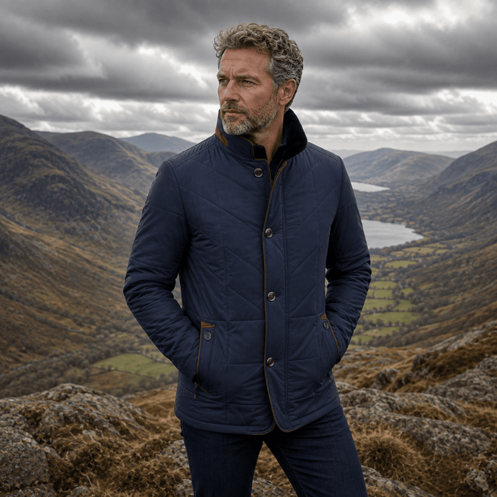 Men’s Quilted Funnel-Neck Jacket