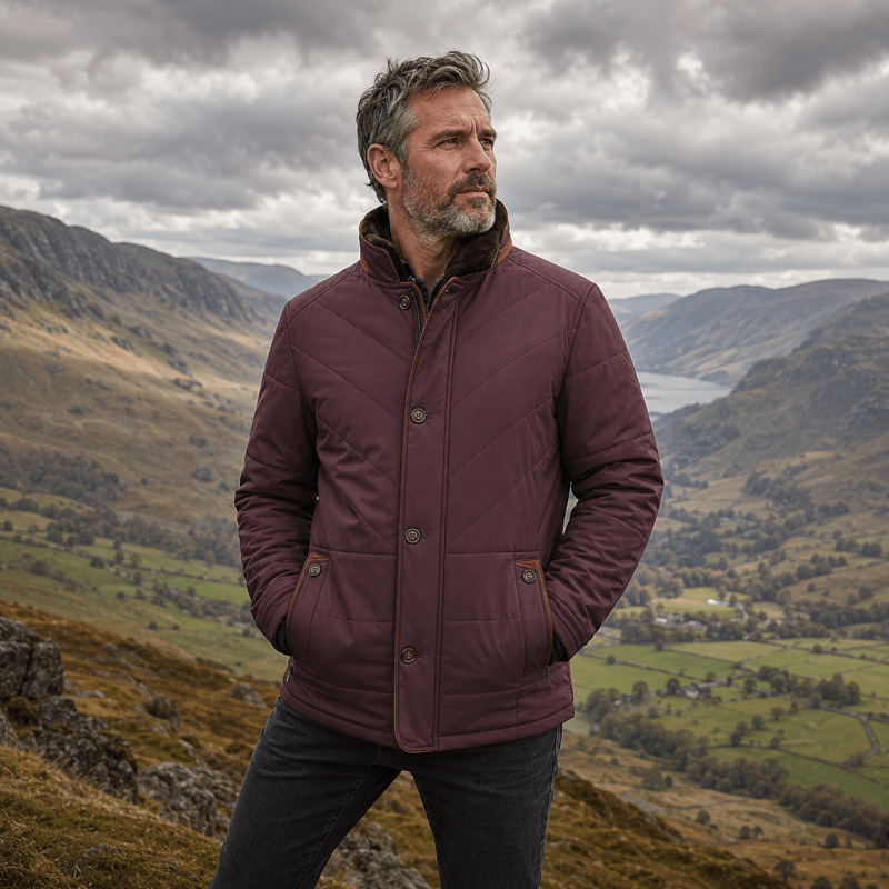 Men’s Quilted Funnel-Neck Jacket