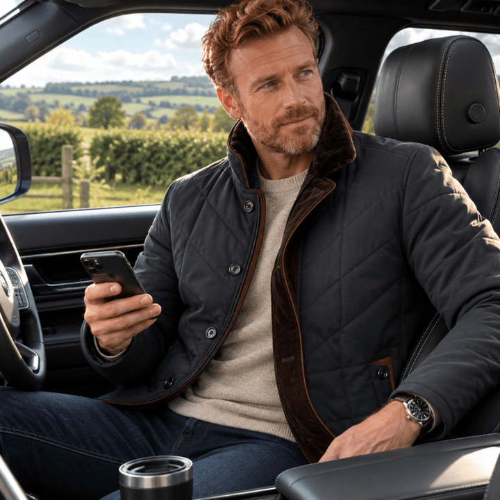 Men’s Quilted Funnel-Neck Jacket