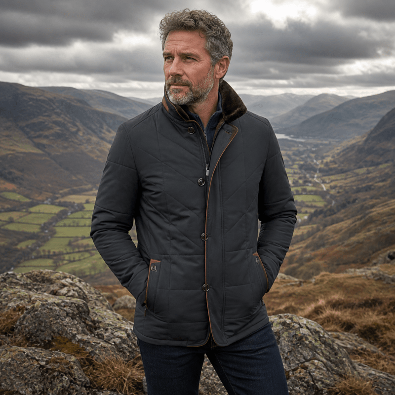 Men’s Quilted Funnel-Neck Jacket