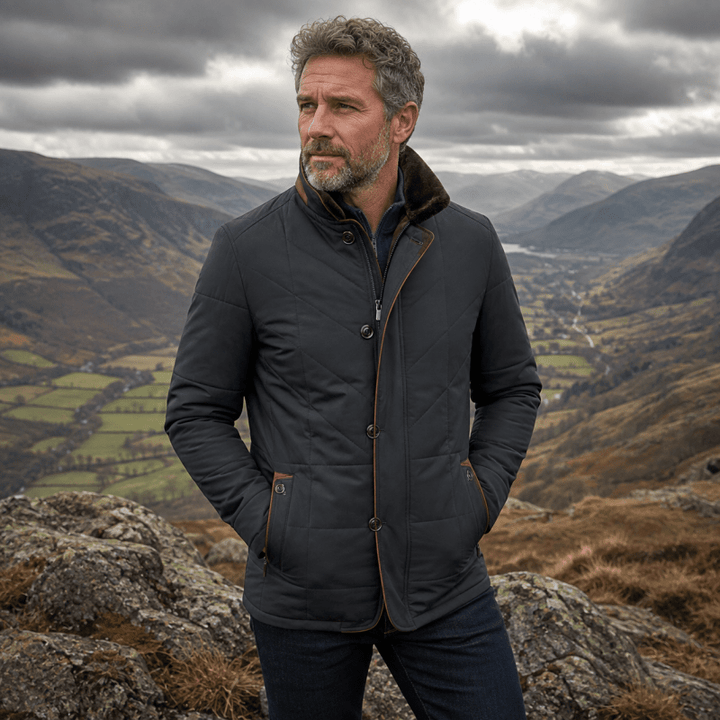 Men’s Quilted Funnel-Neck Jacket
