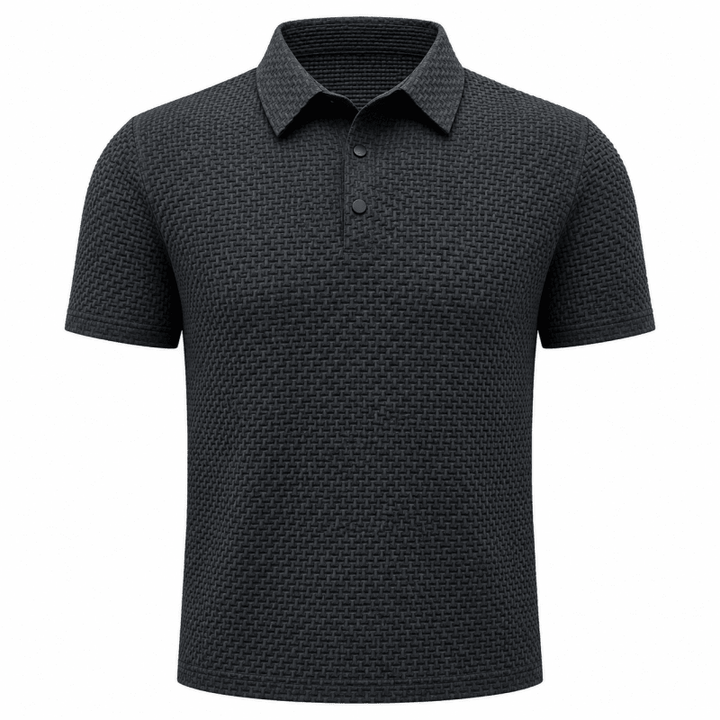 Men’s Textured Button-Up Polo Shirt
