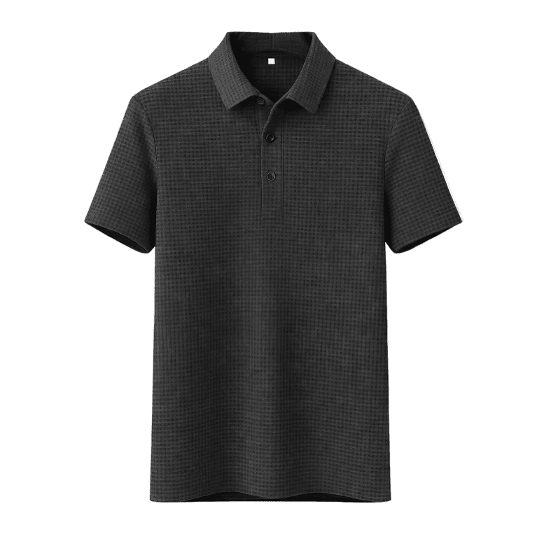 Men’s Textured Button-Up Polo Shirt