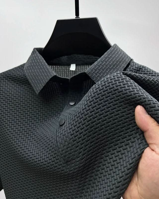 Men’s Textured Button-Up Polo Shirt