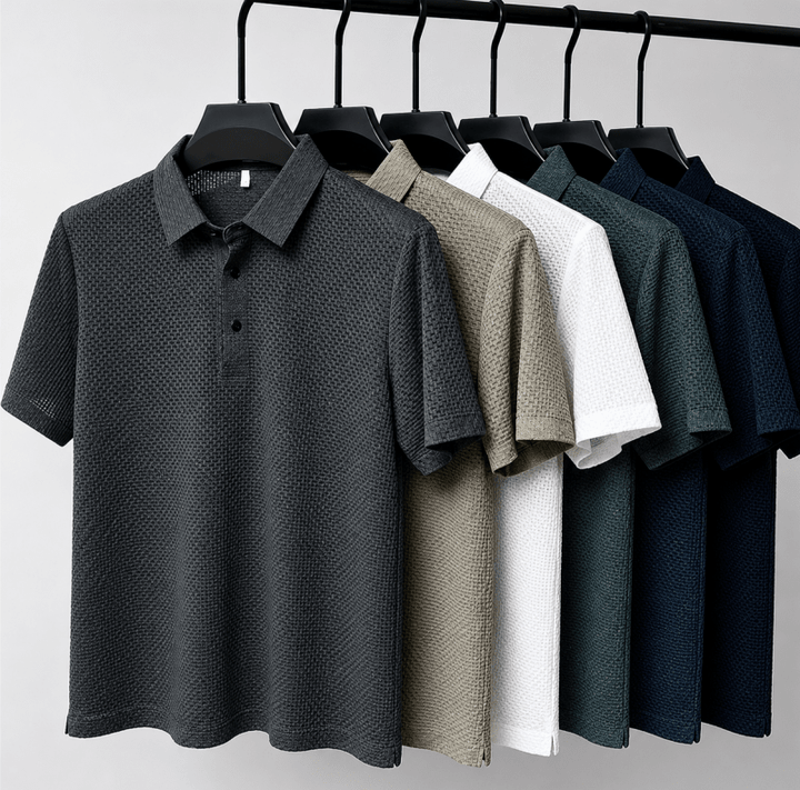 Men’s Textured Button-Up Polo Shirt