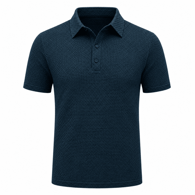 Men’s Textured Button-Up Polo Shirt