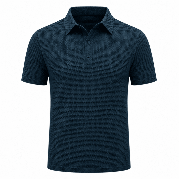 Men’s Textured Button-Up Polo Shirt
