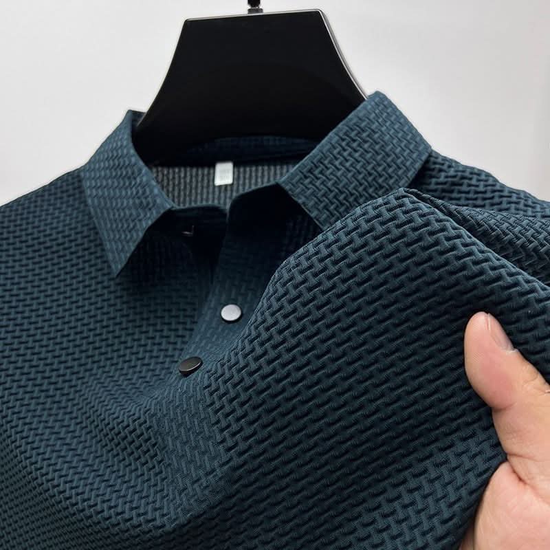 Men’s Textured Button-Up Polo Shirt