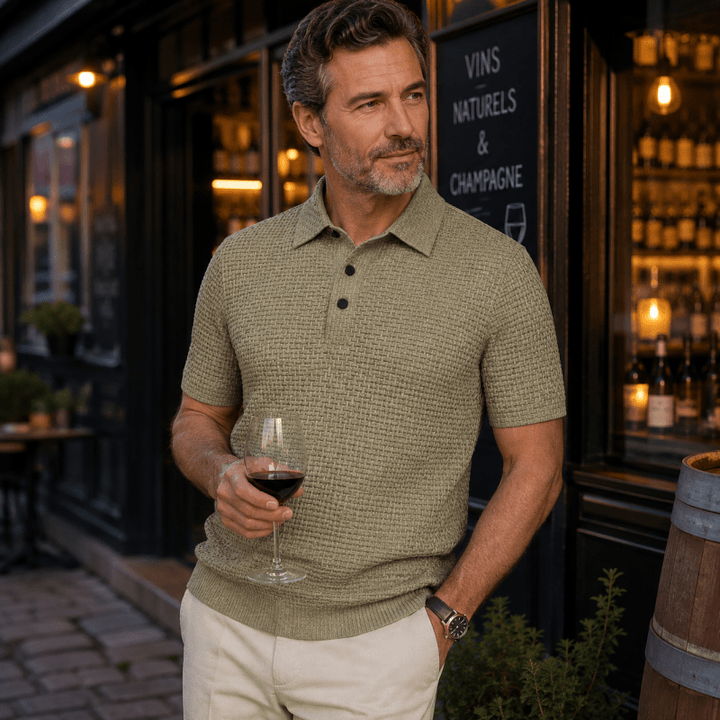 Men’s Textured Button-Up Polo Shirt