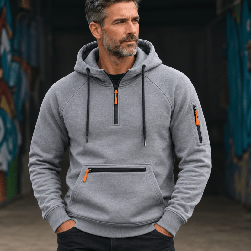 Men’s Multi-Pocket Quarter-Zip Hoodie