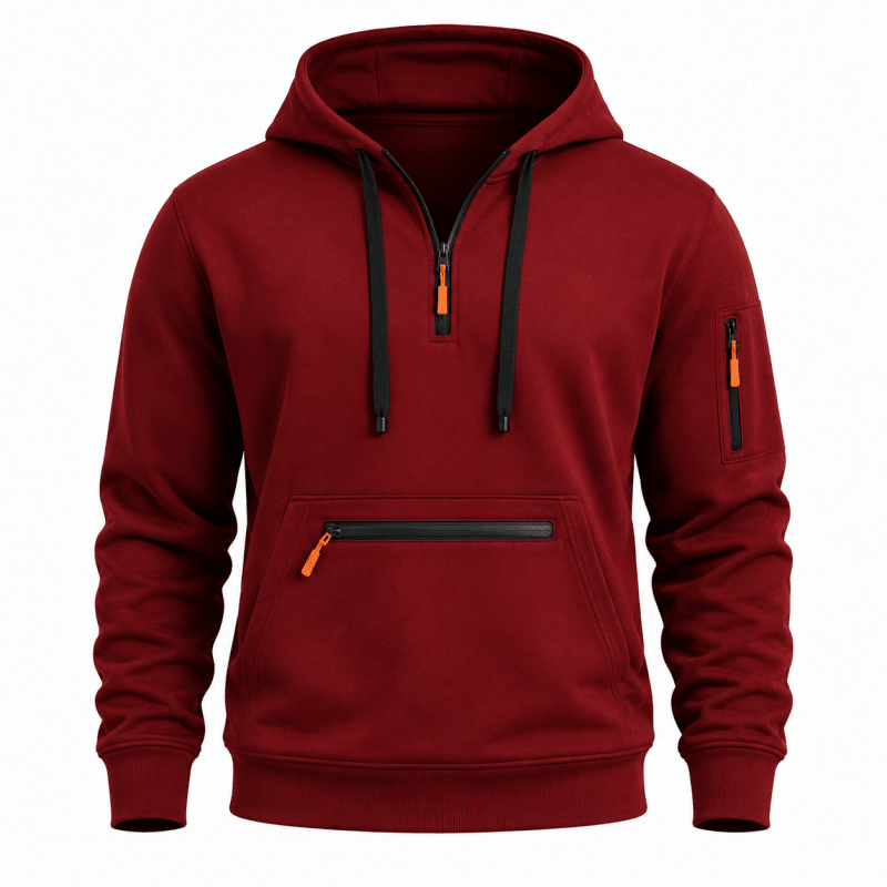 Men’s Multi-Pocket Quarter-Zip Hoodie