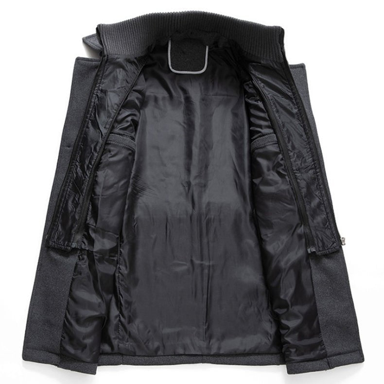 Men’s Layered Funnel-Neck Military Coat