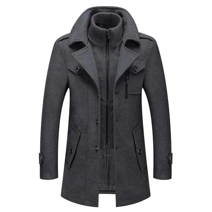 Men’s Layered Funnel-Neck Military Coat