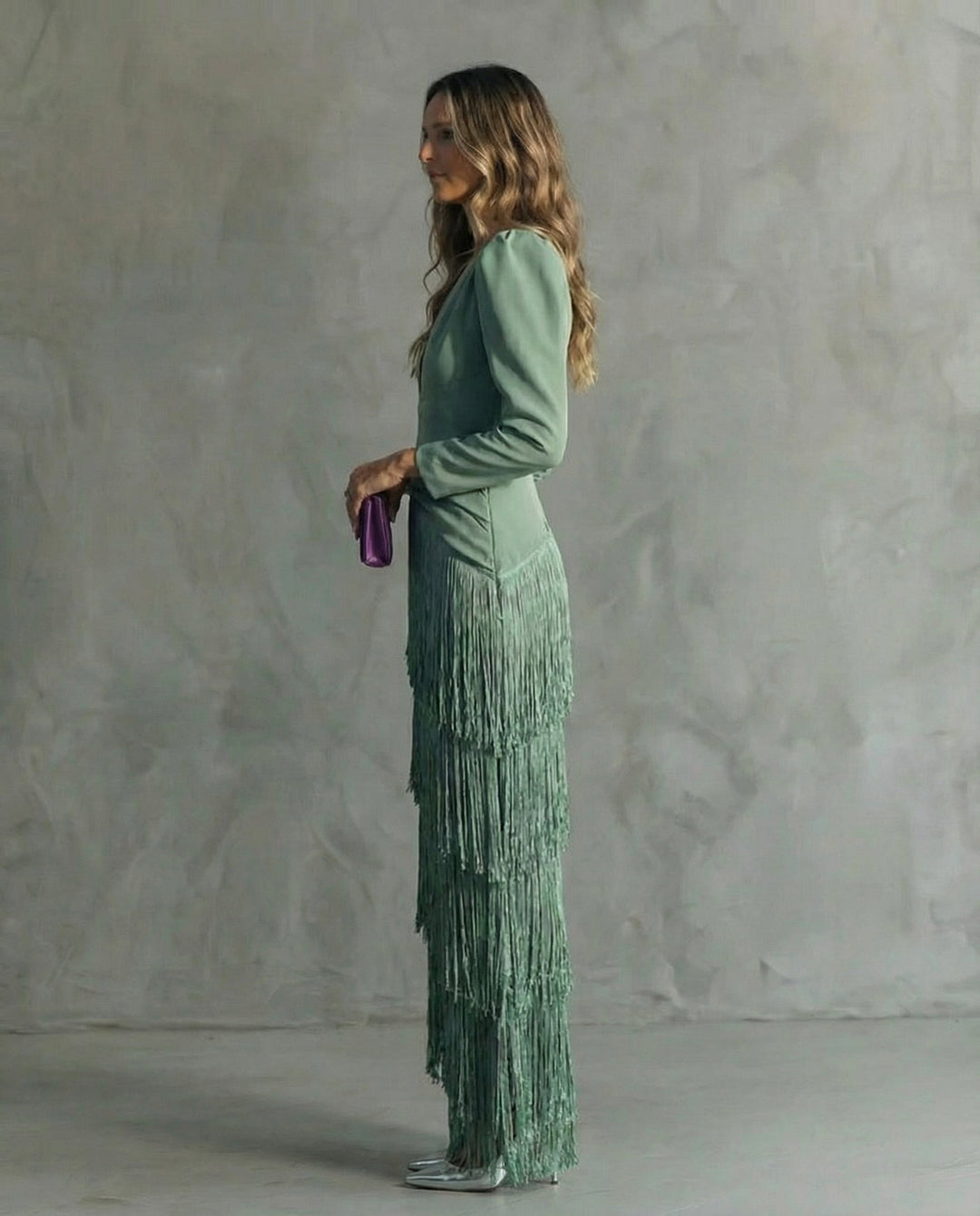 Chiara | Elegant Dress with Fringed Sleeves