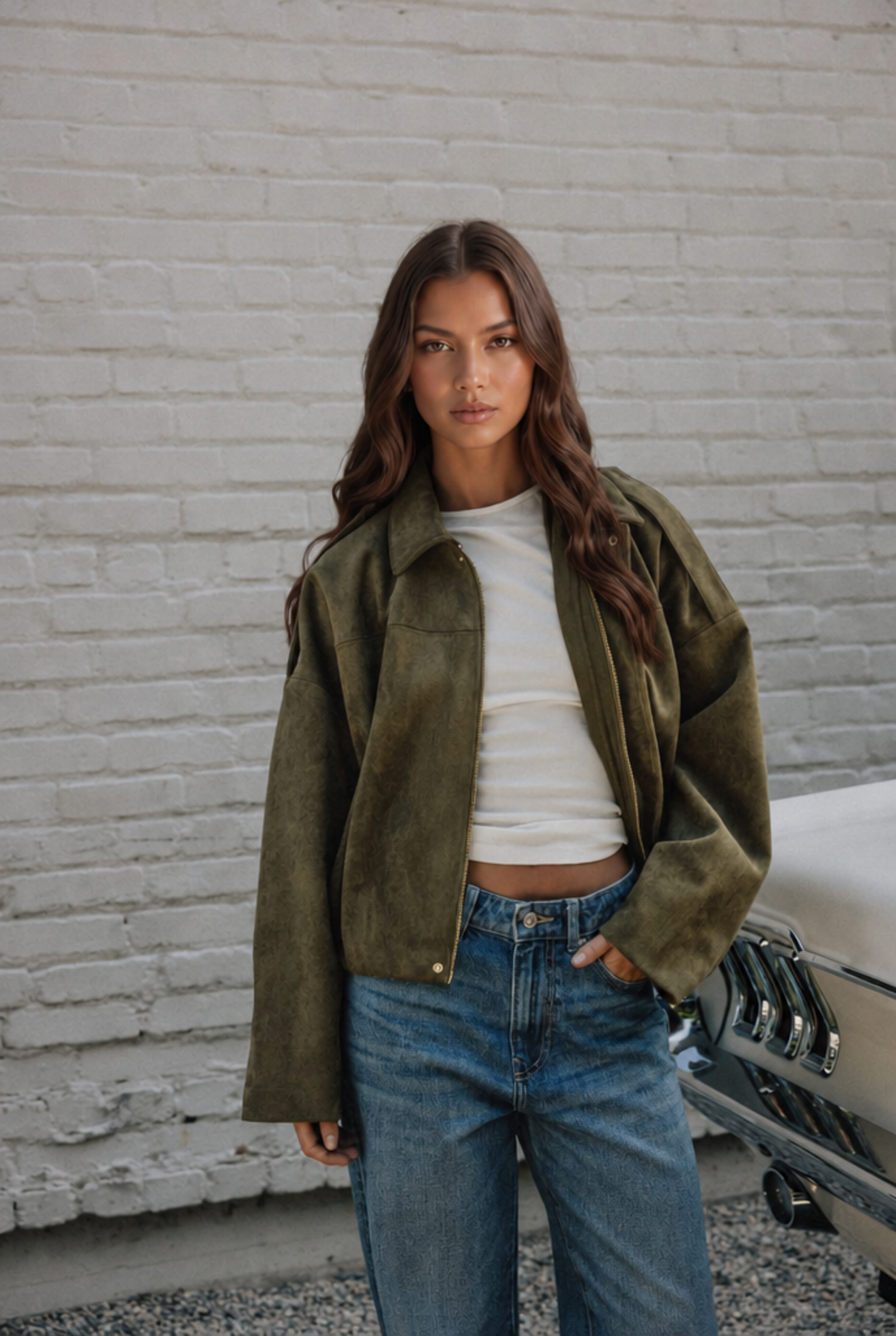 Womens Oversized Suede Jacket