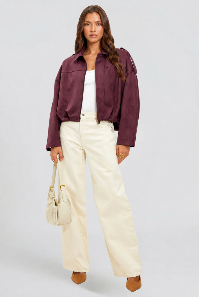 Womens Oversized Suede Jacket