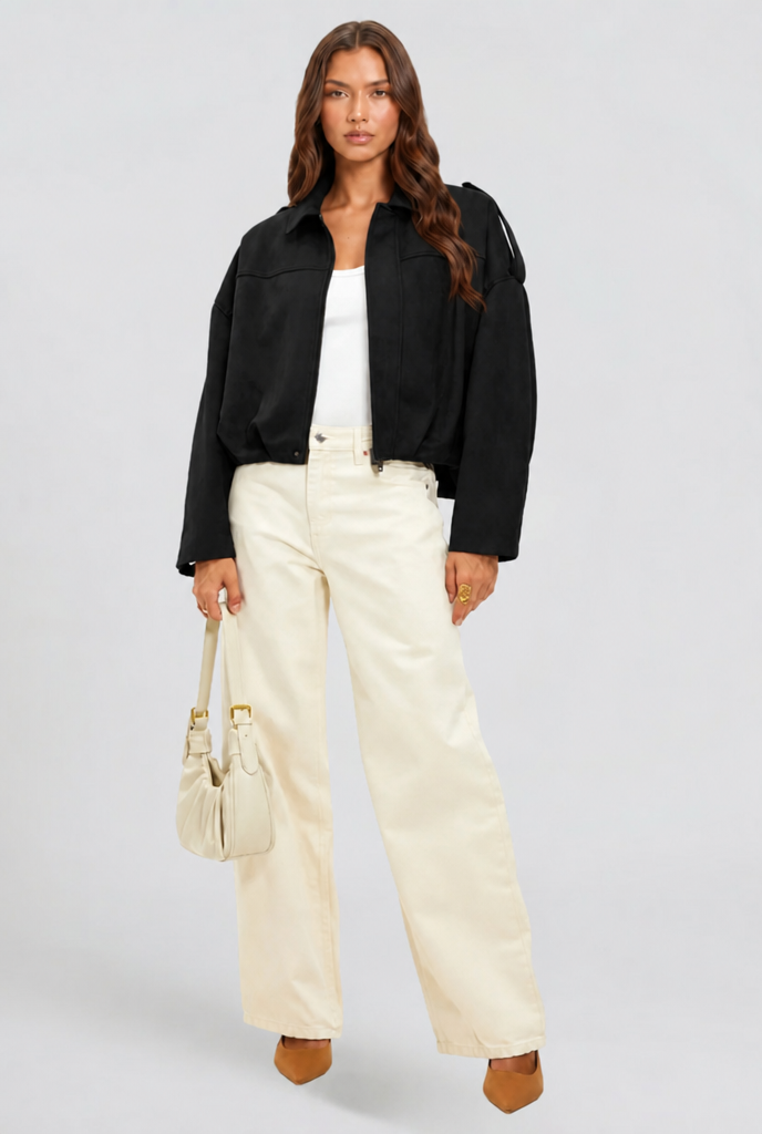Womens Oversized Suede Jacket