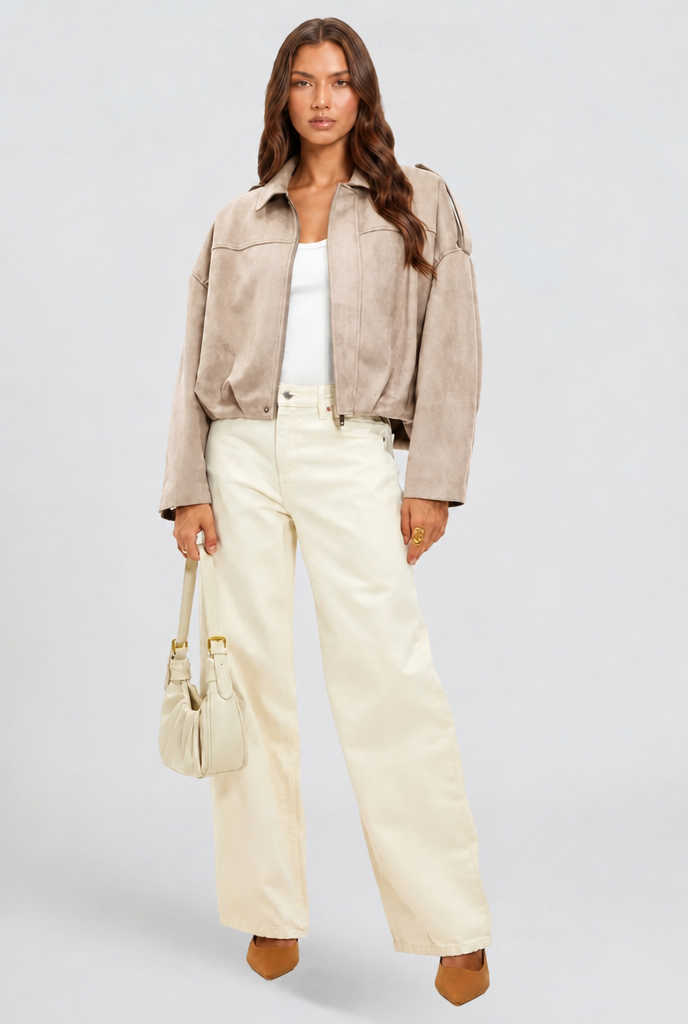 Womens Oversized Suede Jacket