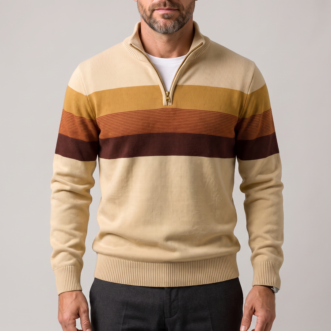 Men’s Striped Quarter-Zip Jumper