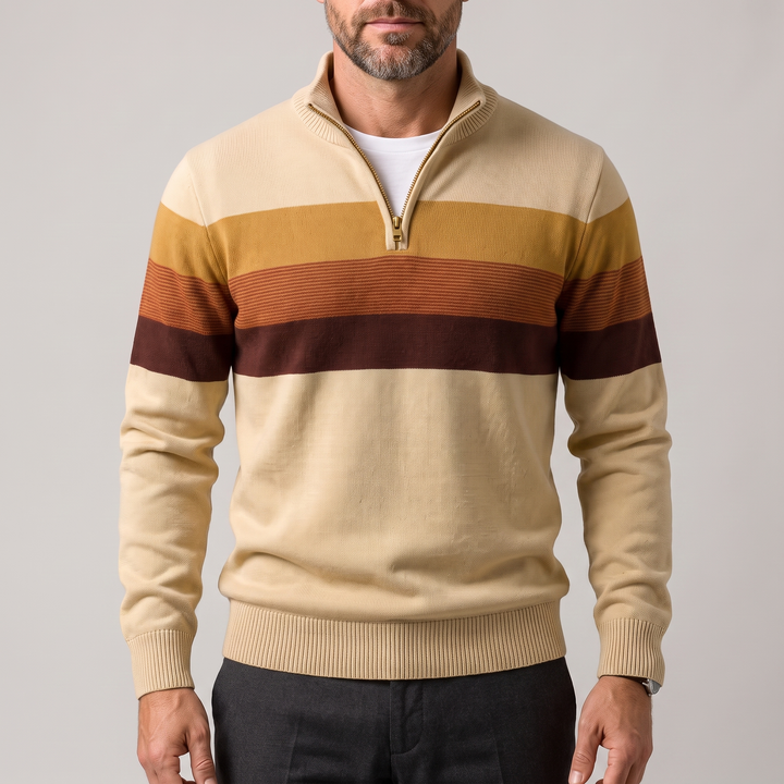 Men’s Striped Quarter-Zip Jumper