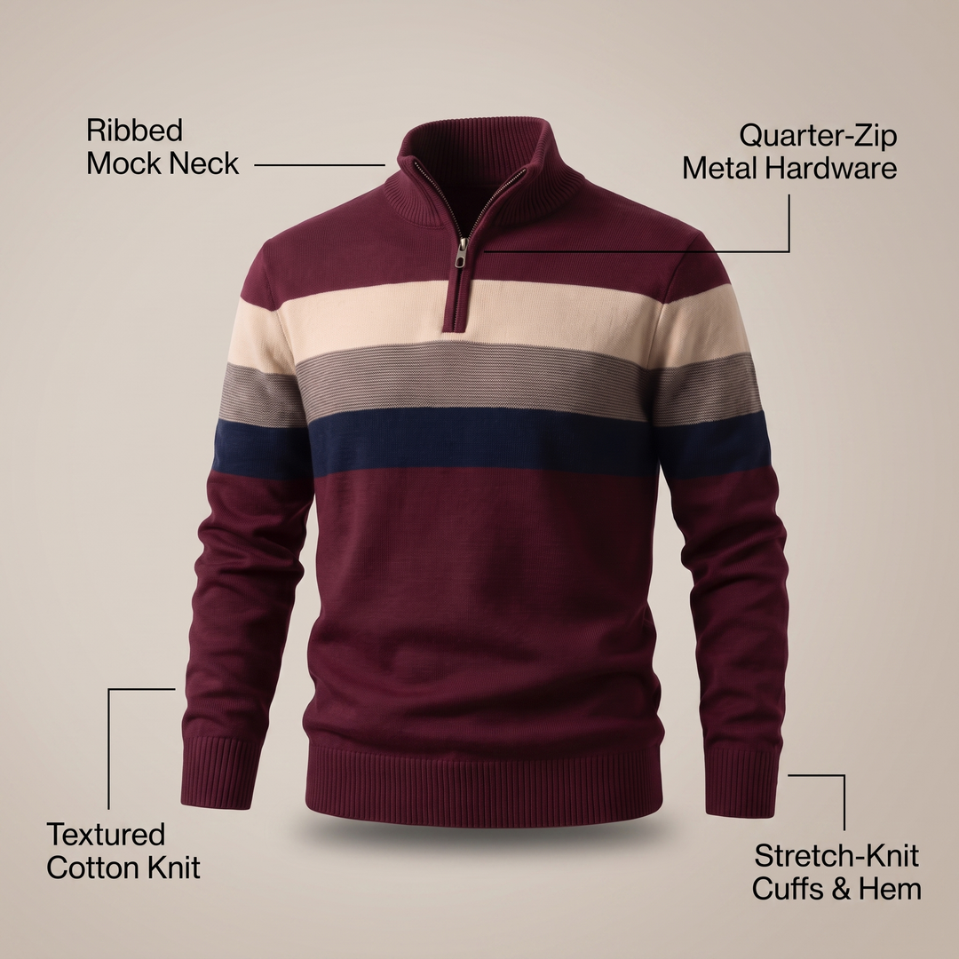 Men’s Striped Quarter-Zip Jumper
