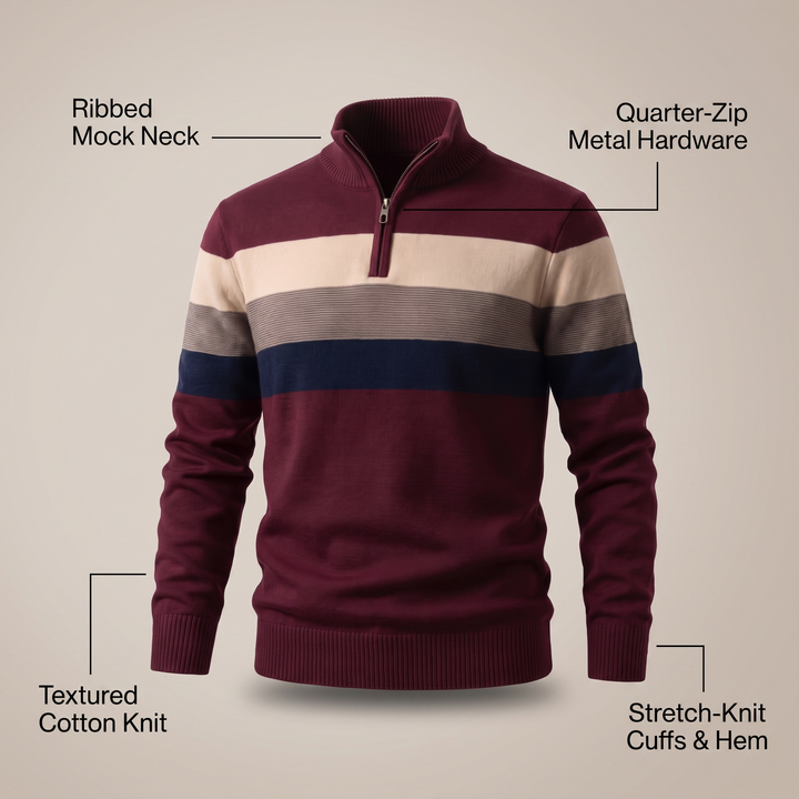 Men’s Striped Quarter-Zip Jumper