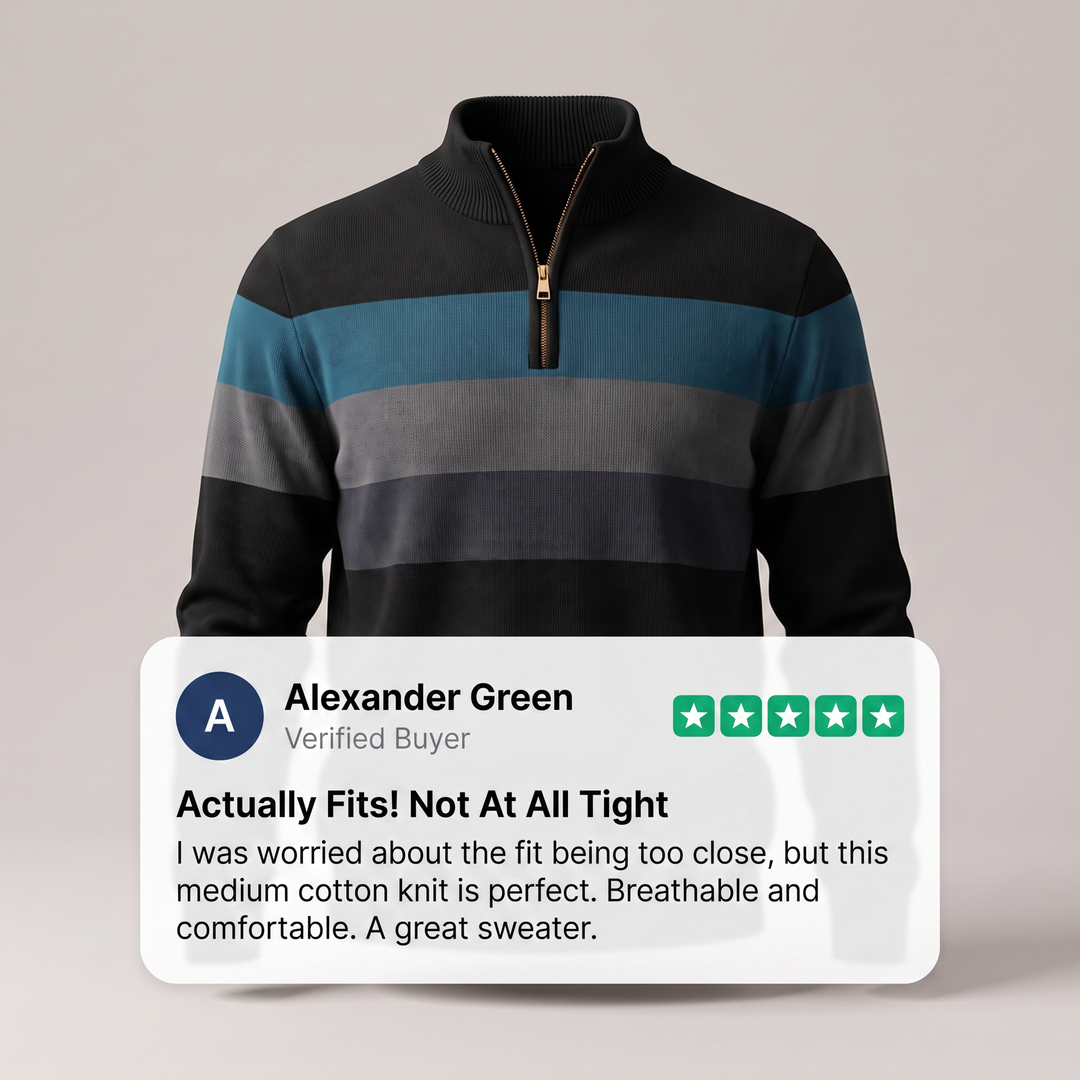 Men’s Striped Quarter-Zip Jumper
