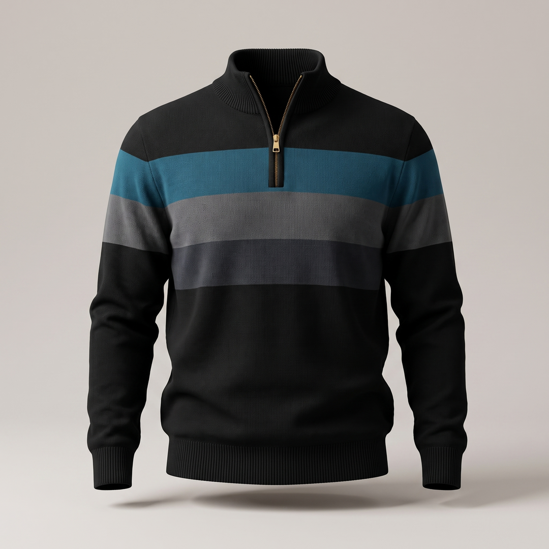 Men’s Striped Quarter-Zip Jumper