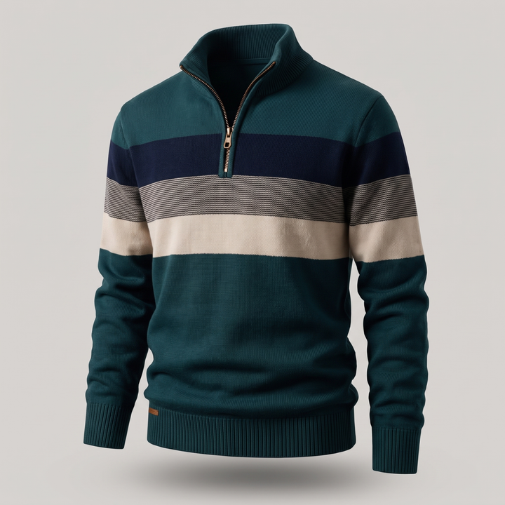 Men’s Striped Quarter-Zip Jumper