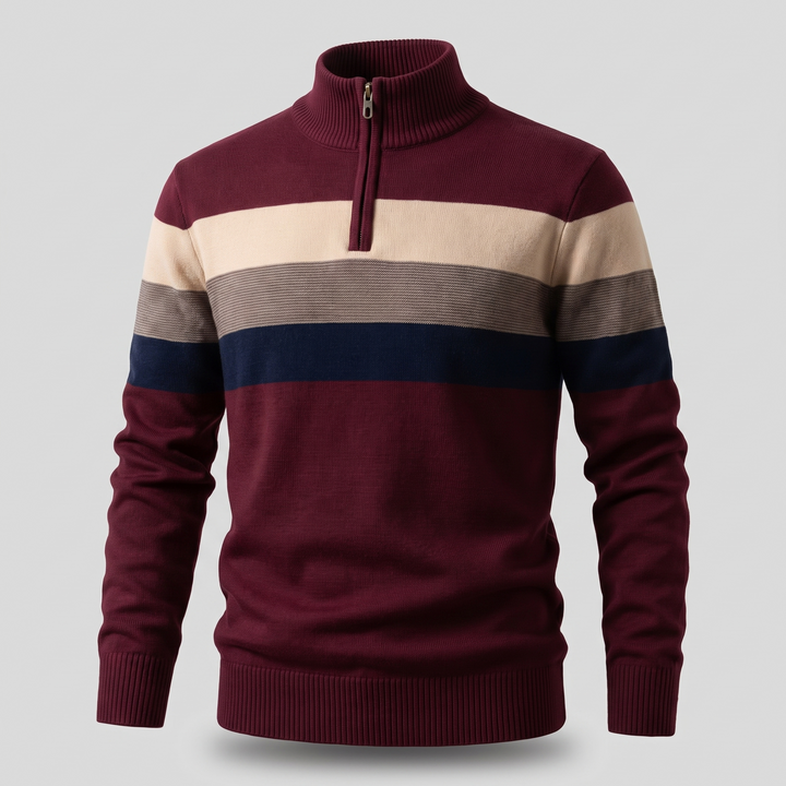 Men’s Striped Quarter-Zip Jumper