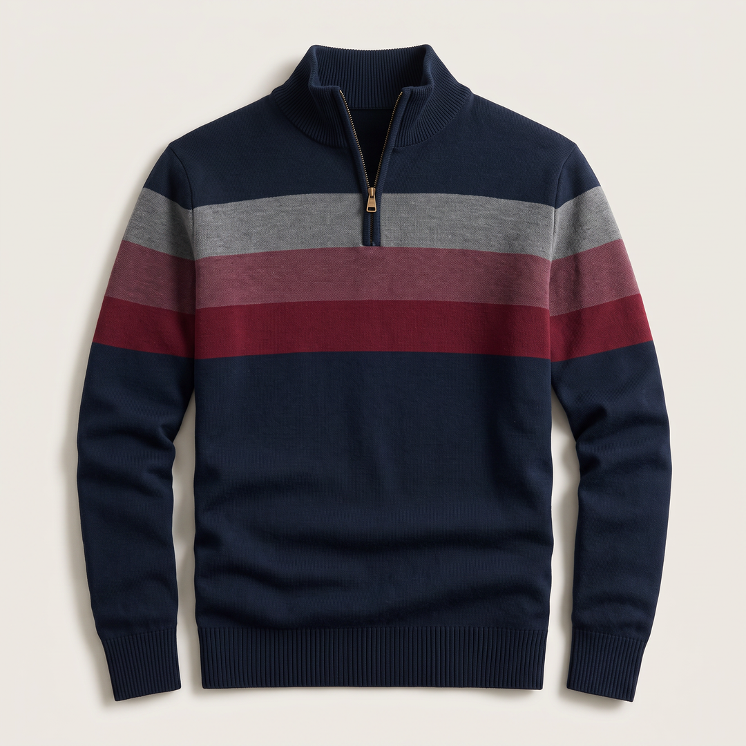 Men’s Striped Quarter-Zip Jumper