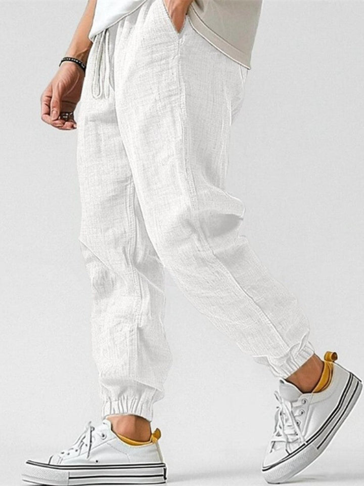 Men’s Linen-Blend Drawstring Joggers