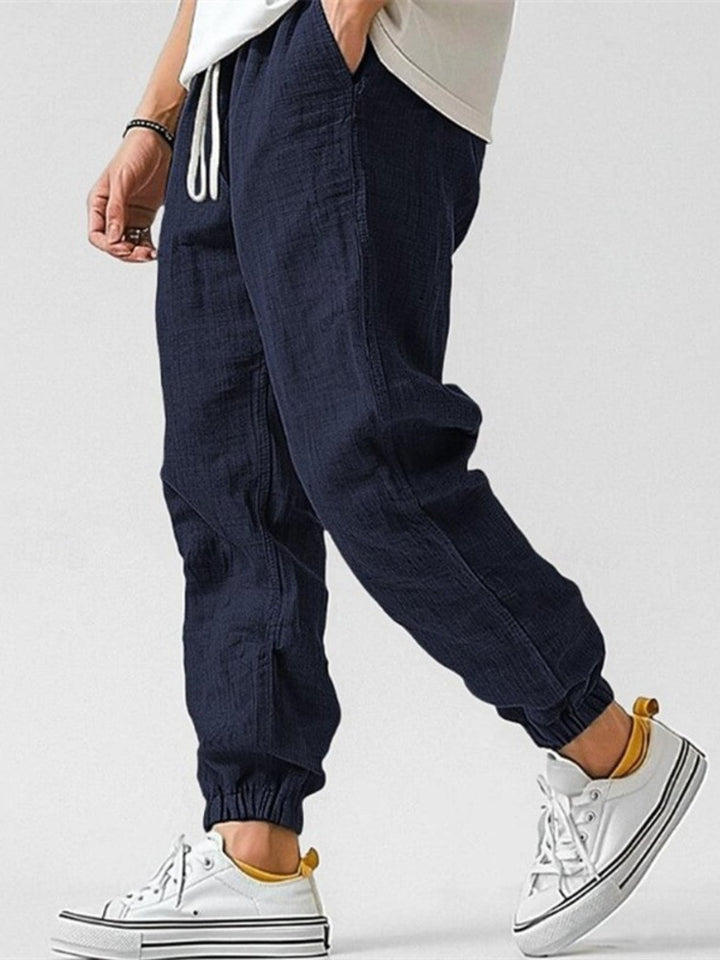 Men’s Linen-Blend Drawstring Joggers